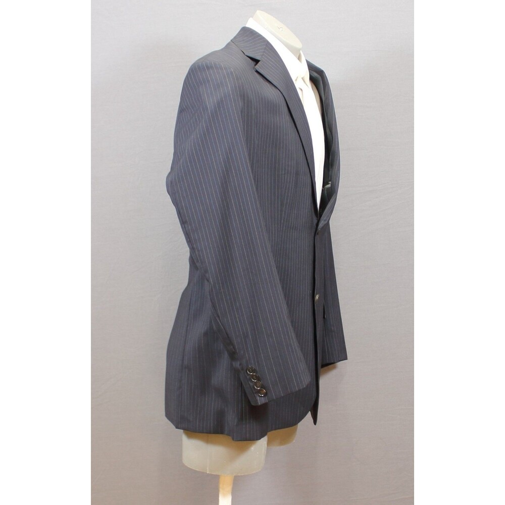 Hugo Boss Black Striped 2 Btn Wool 2 Piece Suit 44R Pleated Front 38" Waist - Picture 4 of 12